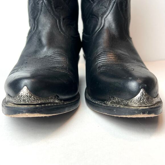Durango Men's Black Leather Cowboy Western Boots Nickel Toe Rand Sz 11.5 - Picture 3 of 11